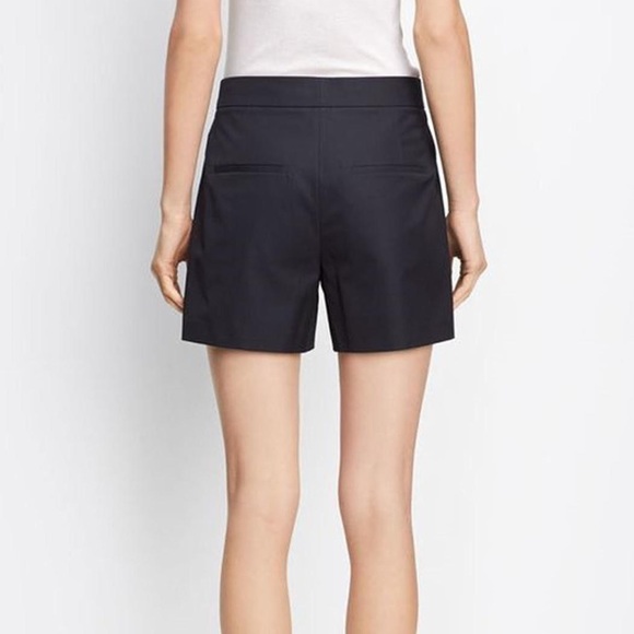 VINCE. High Waist Pleated Tailored Navy Shorts - Picture 2 of 8